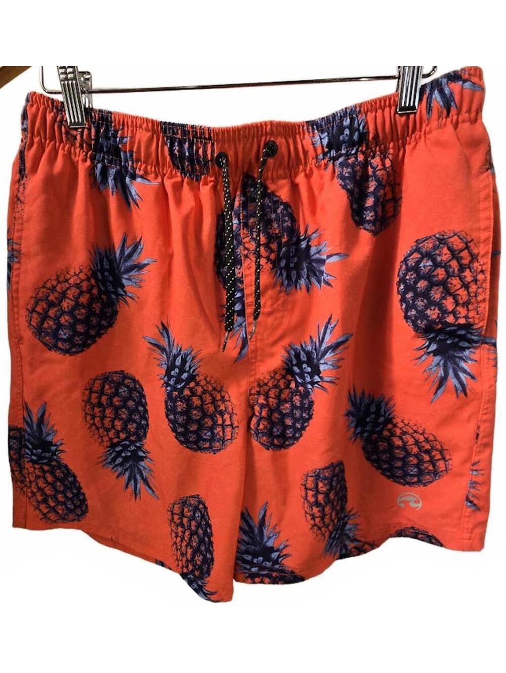 Ocean Current Men's Orange/Blue Pineapple Pattern Swim Trunks Size XL